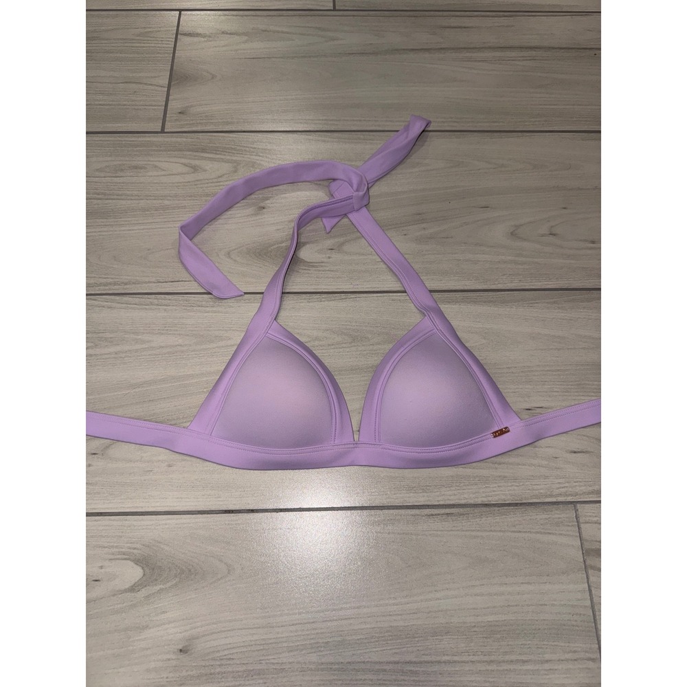 Victoria's Secret Pink Lavender Triangle Halter Bikini Top Padded Rose Gold Logo